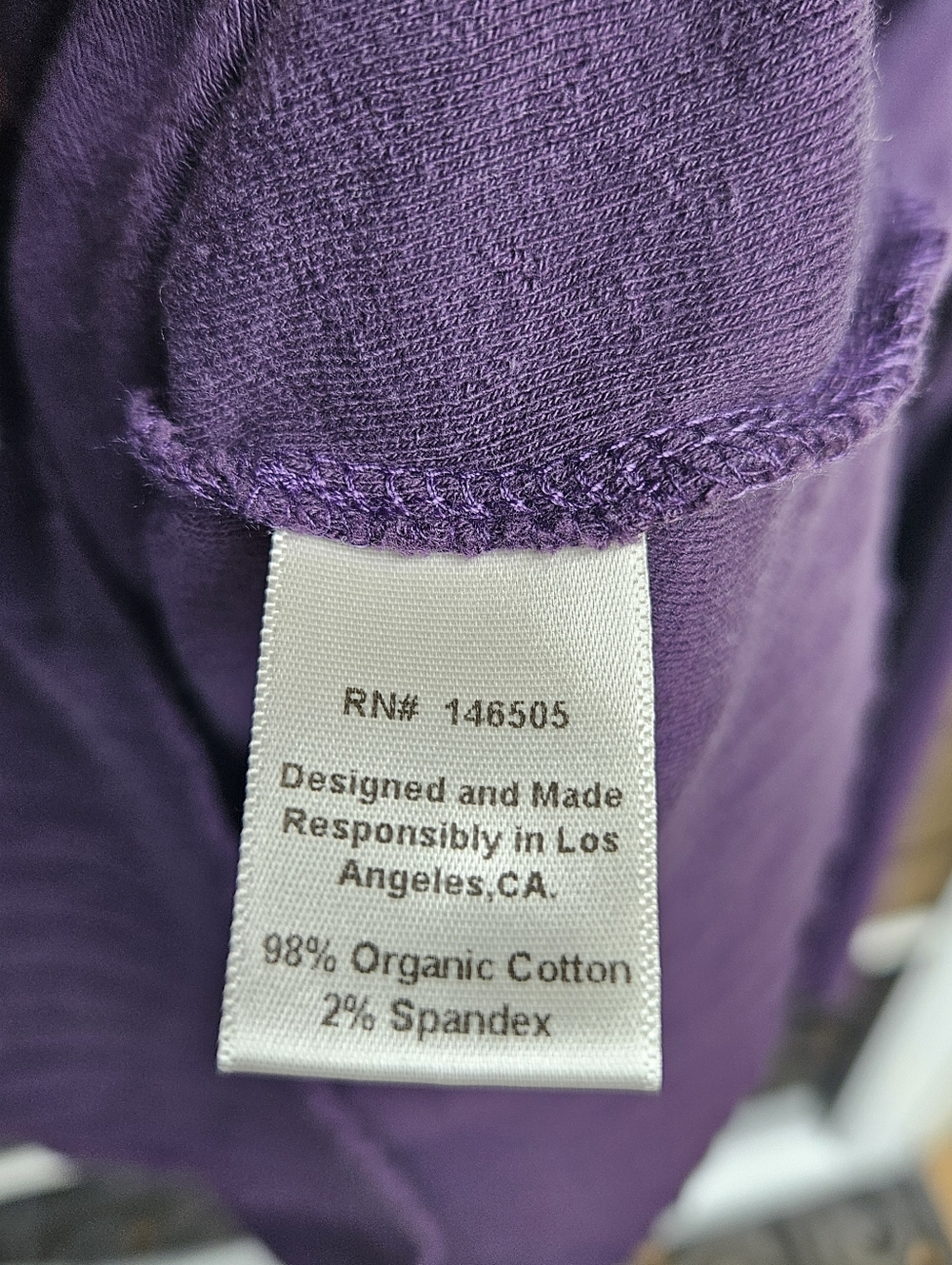 LA Relaxed Pointelle 90s Relaxed Long Sleeve Mock Neck XL Eggplant Plum - Picture 9 of 9